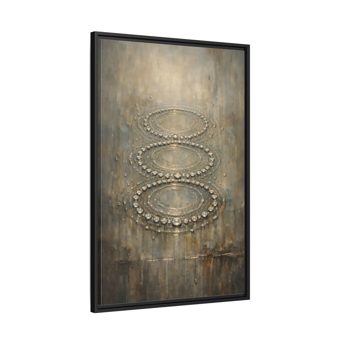 Nature Water Ripples Grey - Framed Canvas Wall Art Print - YesArtYes