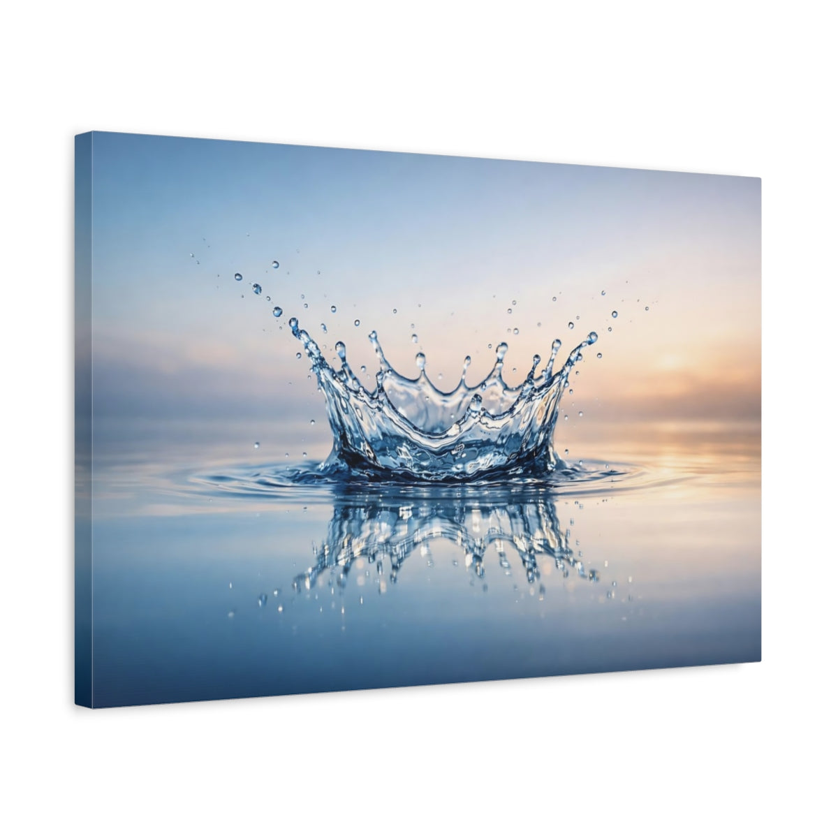 Side Mockup 3. Nature Water Splash Blue Water Splash shown as stretched canvas wall art