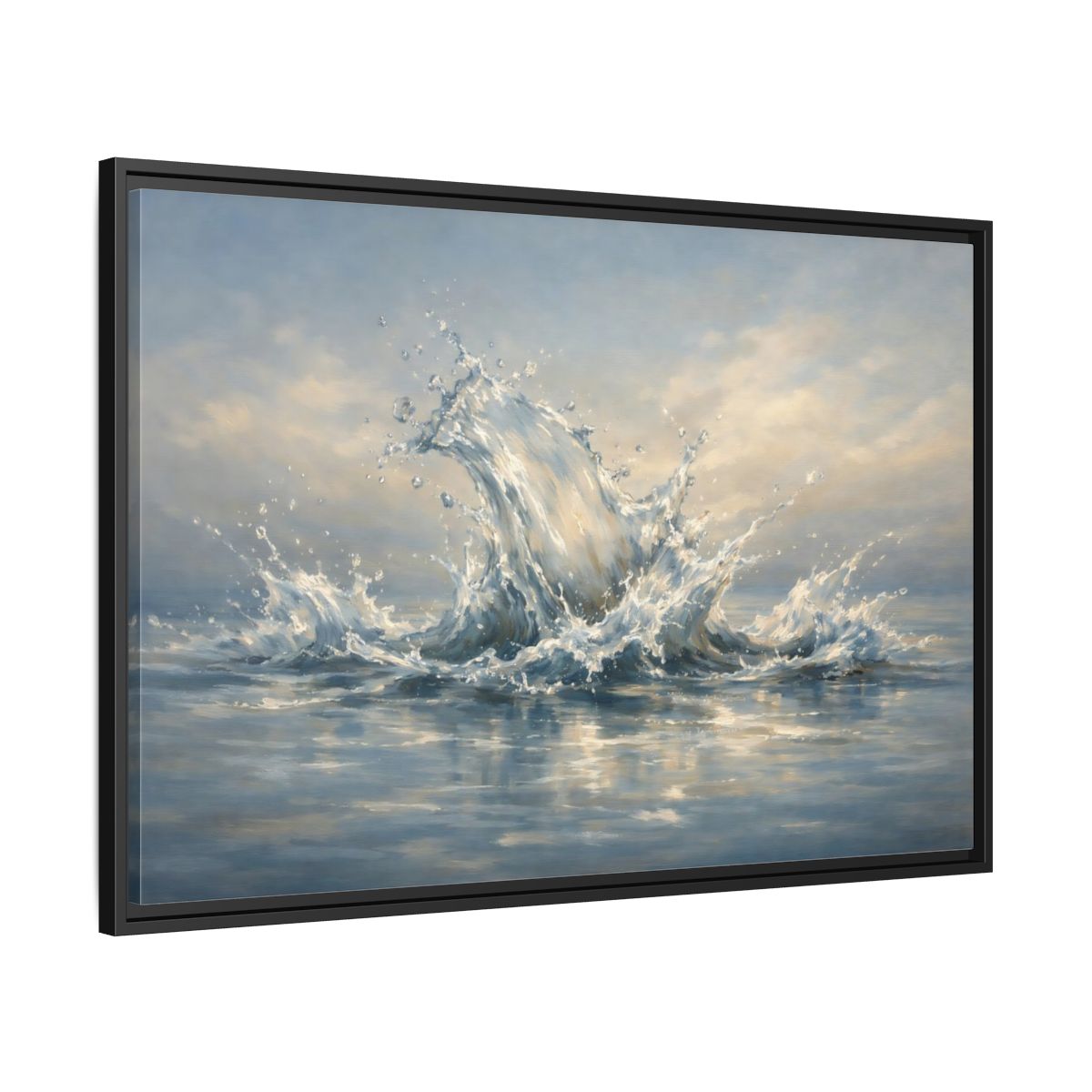 Side Mockup 13. Nature Water Splash Blue Water Splash shown as stretched canvas wall art