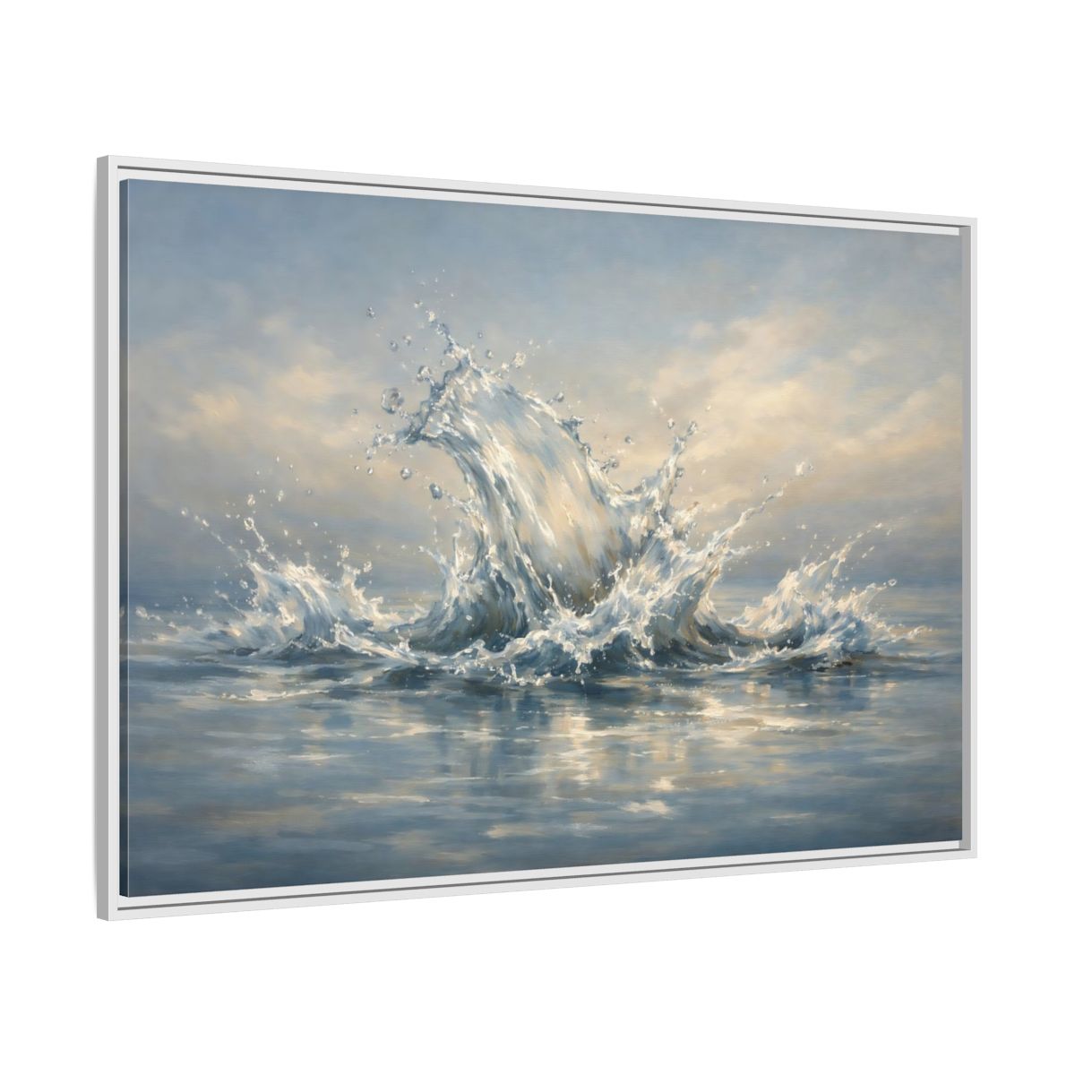 Side Mockup 7. Nature Water Splash Blue Water Splash shown as stretched canvas wall art