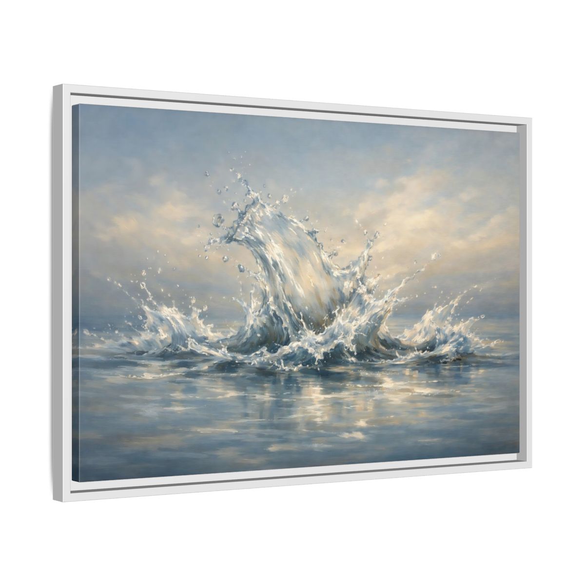 Side Mockup 10. Nature Water Splash Blue Water Splash shown as stretched canvas wall art