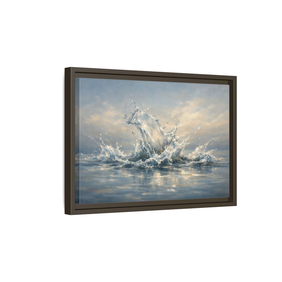 Side Mockup 5. Nature Water Splash Blue Water Splash shown as stretched canvas wall art