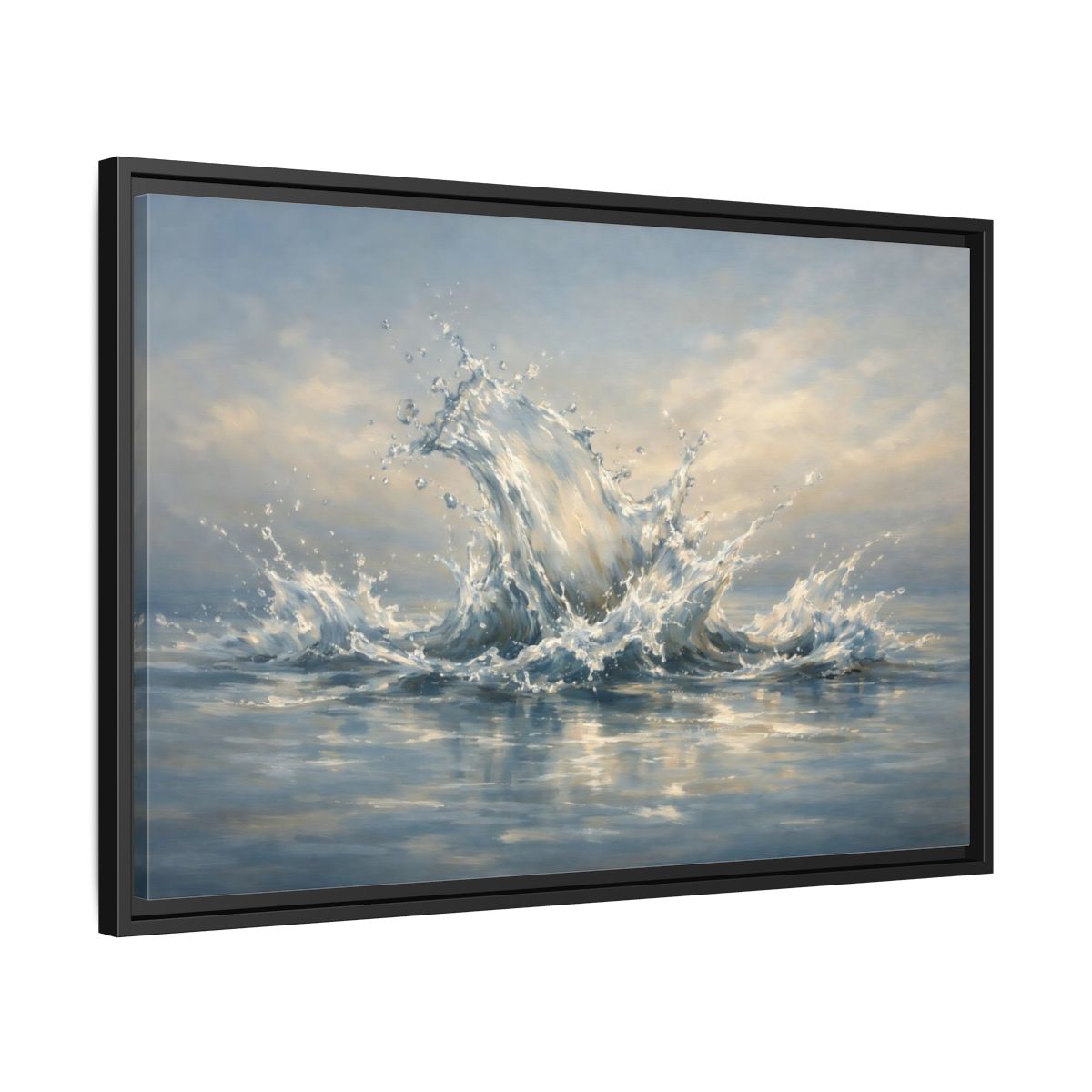 Side Mockup 14. Nature Water Splash Blue Water Splash shown as stretched canvas wall art