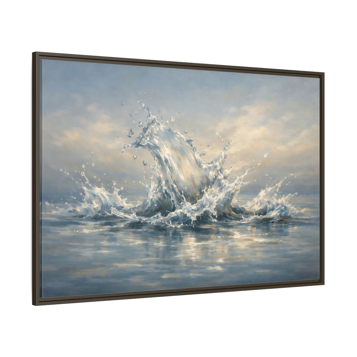 Main Mockup. Nature Water Splash Blue Water Splash shown as stretched canvas wall art