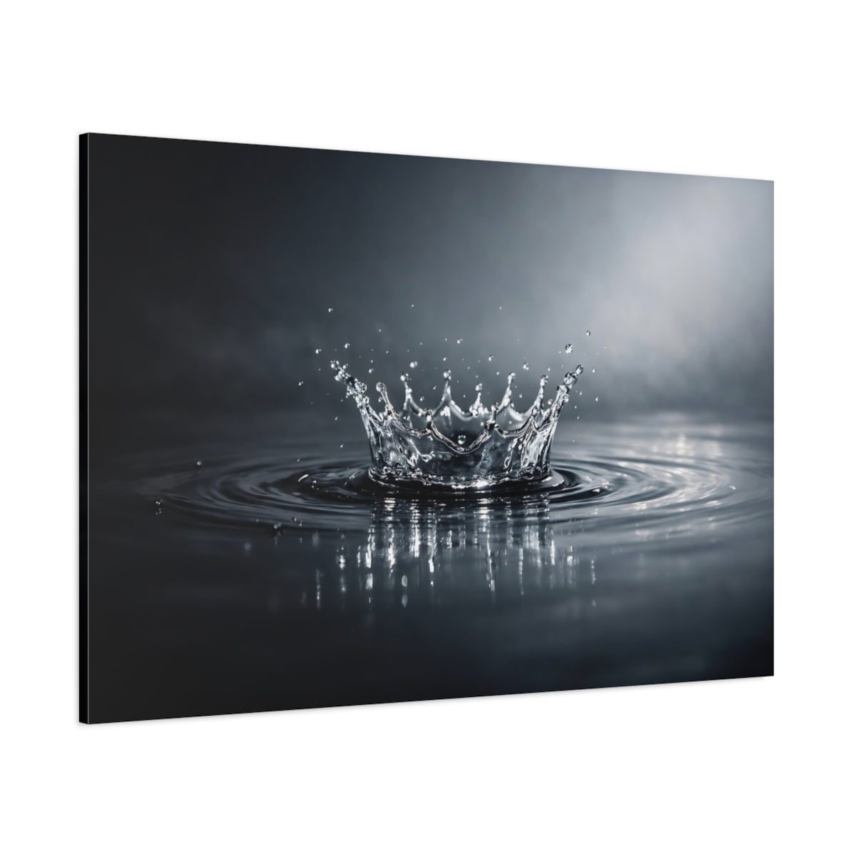 Main Mockup. Nature Water Splash Monochrome Water Splash shown as stretched canvas wall art