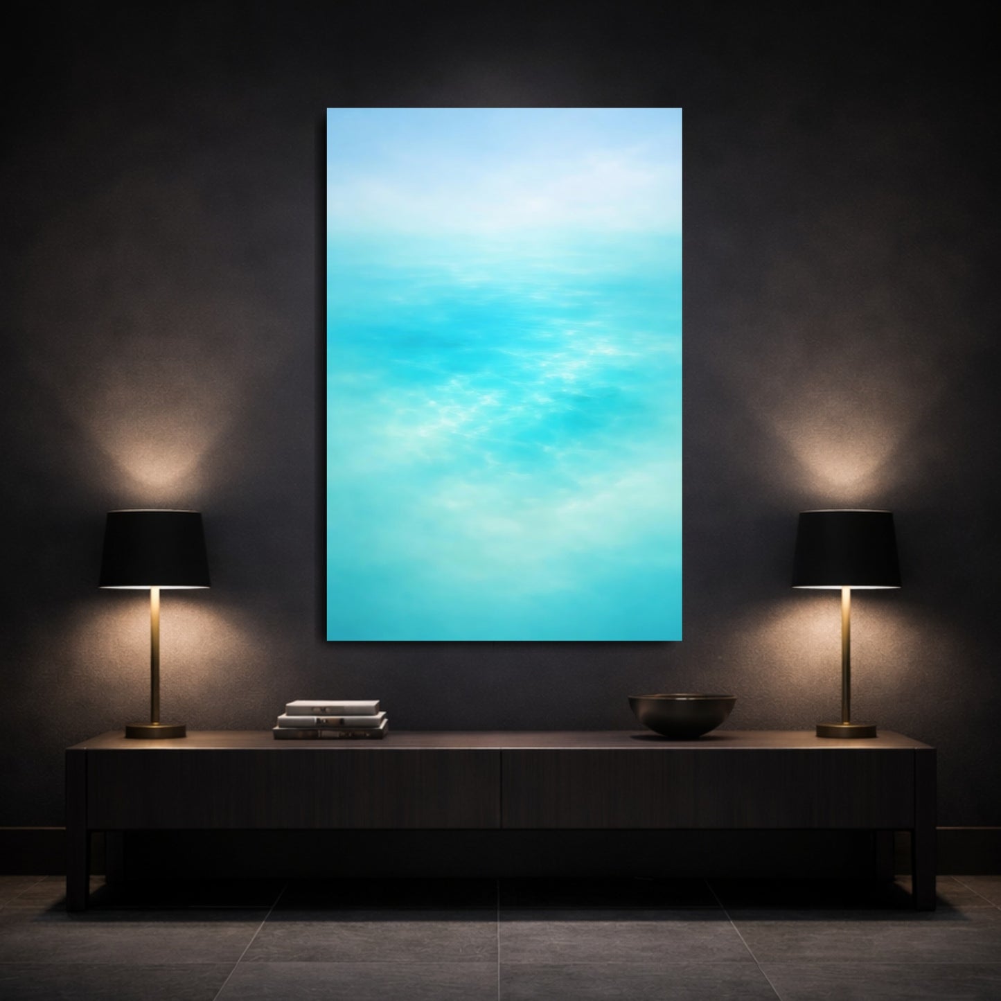 Nature Water Surface Aqua Blue Abstract shown as front canvas room wall art