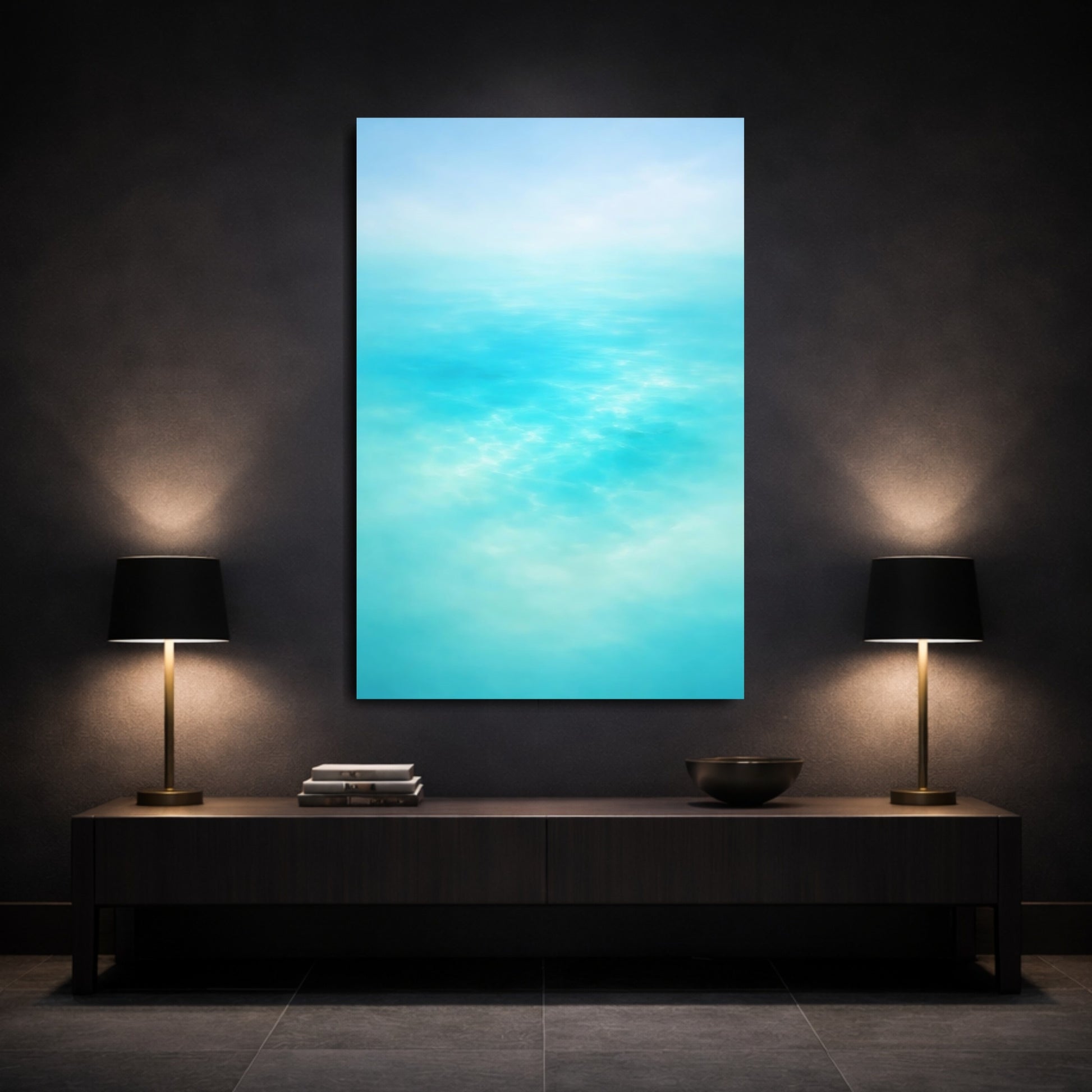 Nature Water Surface Aqua Blue Abstract shown as front canvas room wall art
