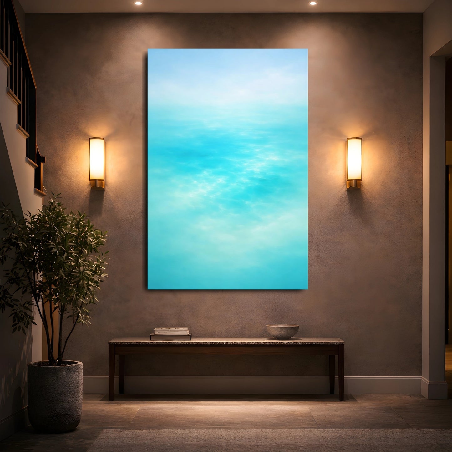 Nature Water Surface Aqua Blue Abstract shown as front canvas room wall art