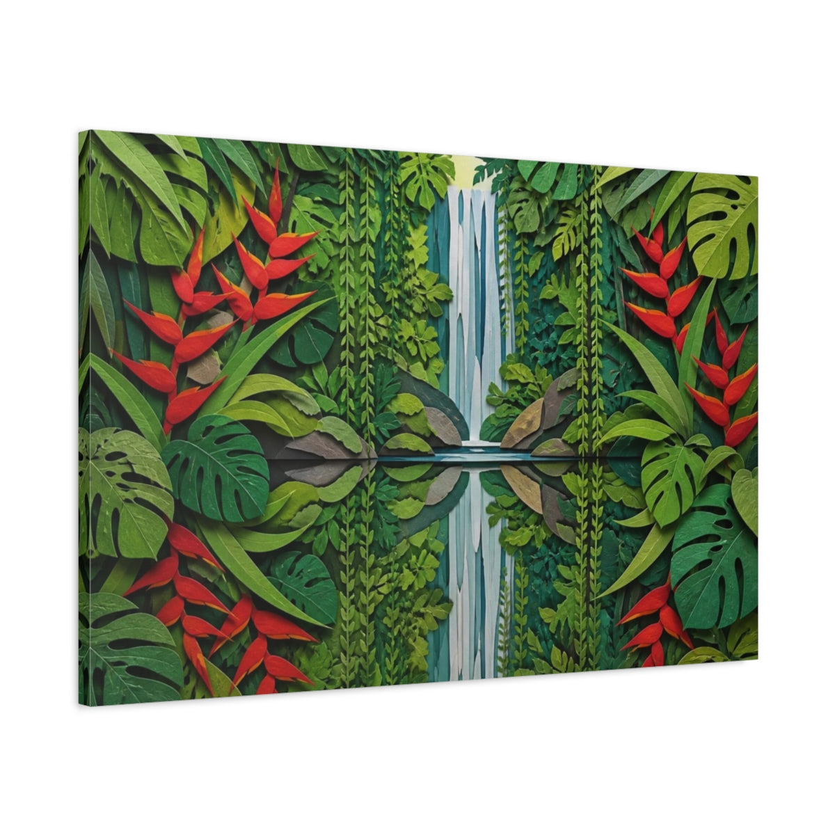 Main Mockup. Nature Waterfall Collage shown as canvas print