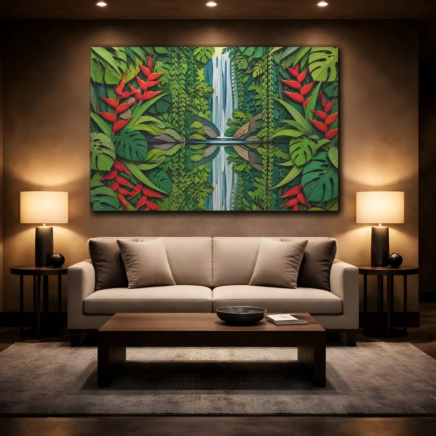 Mockup 2. Nature Waterfall Collage shown as canvas print
