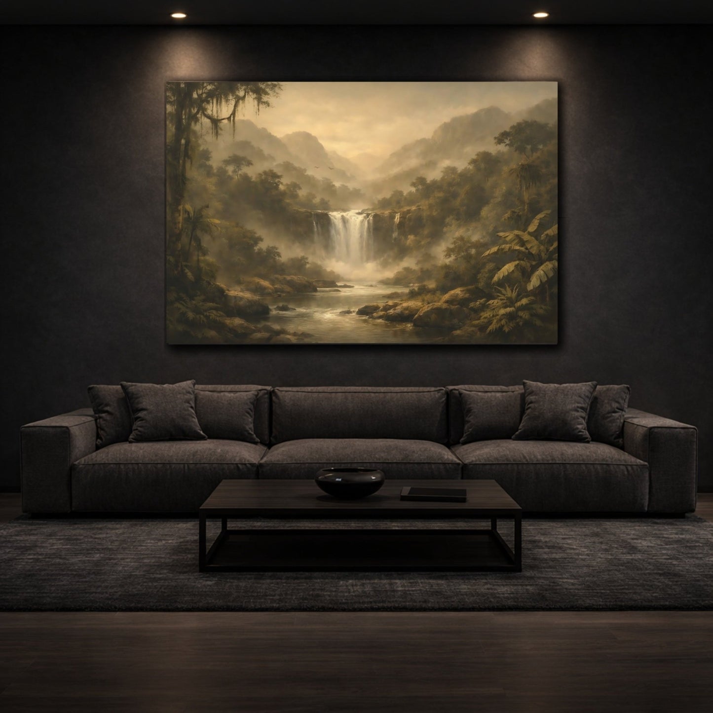 Nature Waterfall Earthy Jungle - Canvas Wall Art Print - YesArtYes