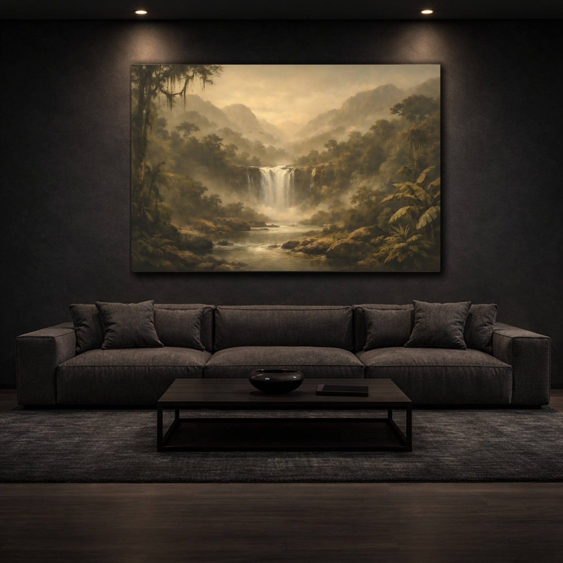 Nature Waterfall Earthy Jungle - Canvas Wall Art Print - YesArtYes