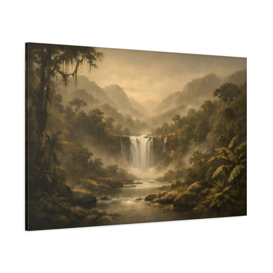 Nature Waterfall Earthy Jungle - Canvas Wall Art Print - YesArtYes