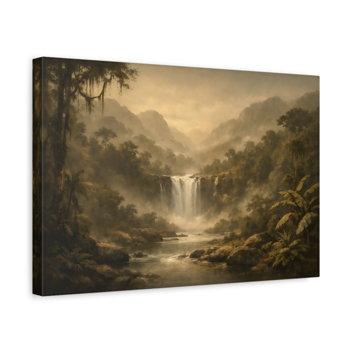 Nature Waterfall Earthy Jungle - Canvas Wall Art Print - YesArtYes