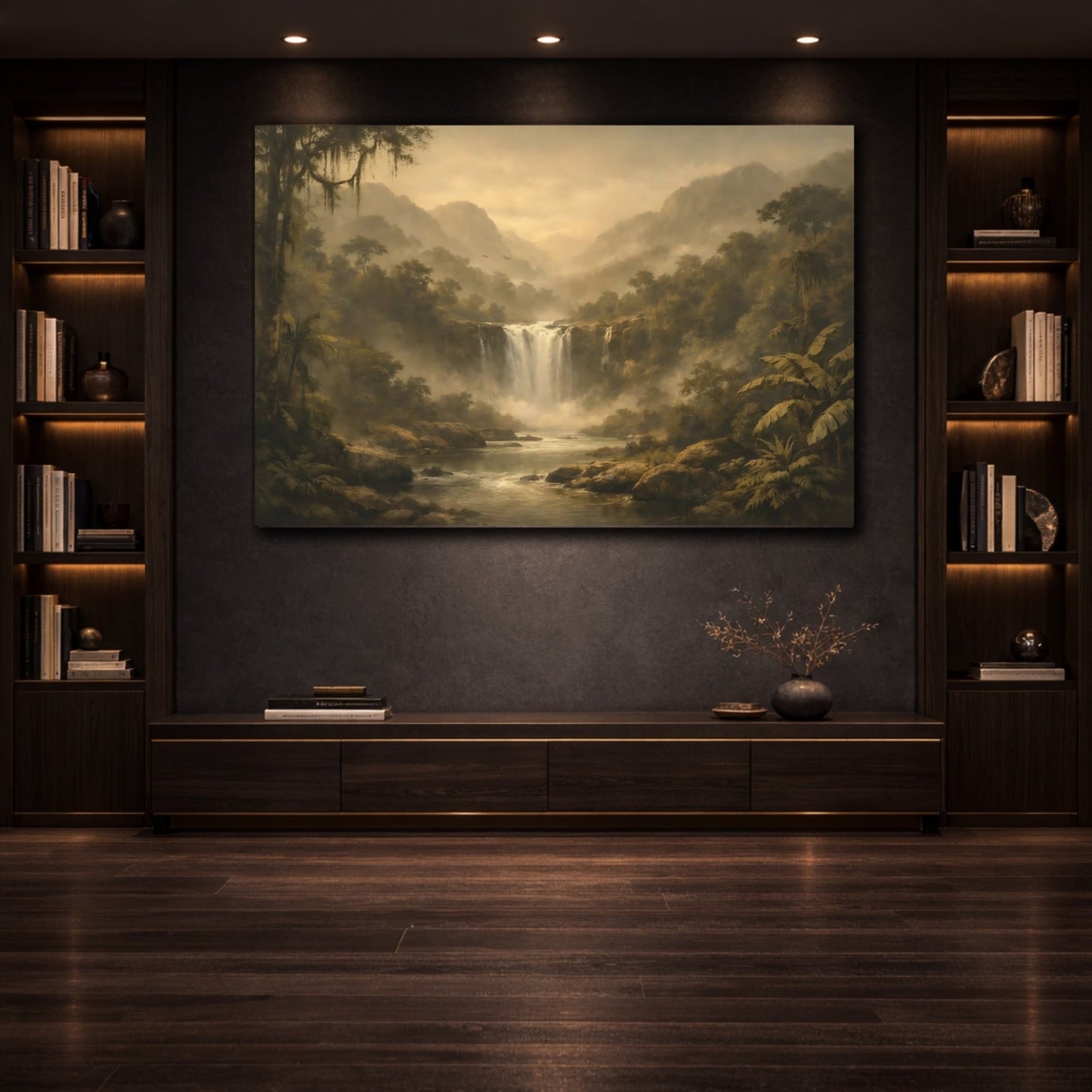 Nature Waterfall Earthy Jungle - Canvas Wall Art Print - YesArtYes