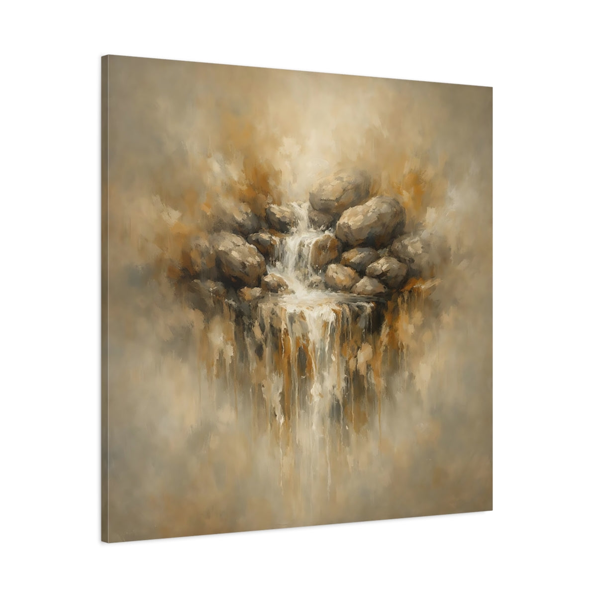 Main Mockup. Nature Waterfall Earthy Waterfall shown as stretched canvas wall art