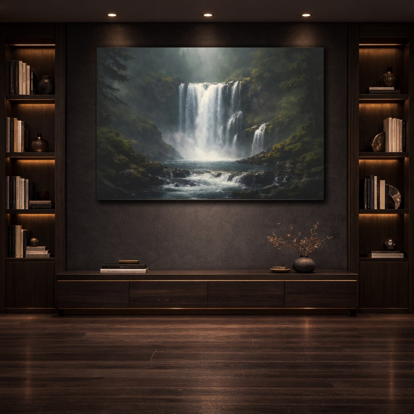 Nature Waterfall Forest - Canvas Wall Art Print - YesArtYes
