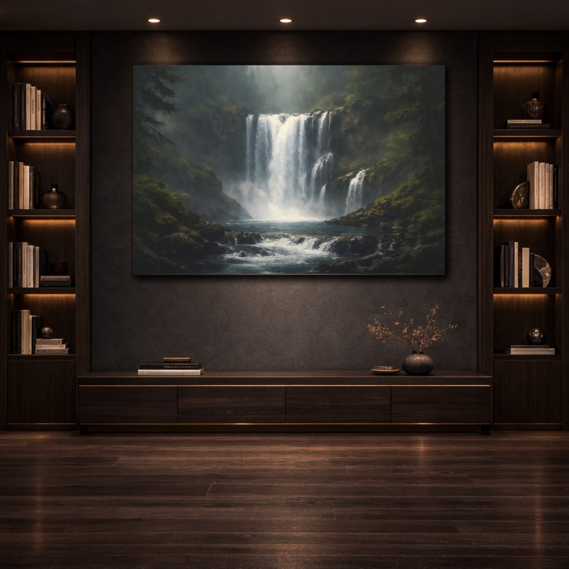 Nature Waterfall Forest - Canvas Wall Art Print - YesArtYes