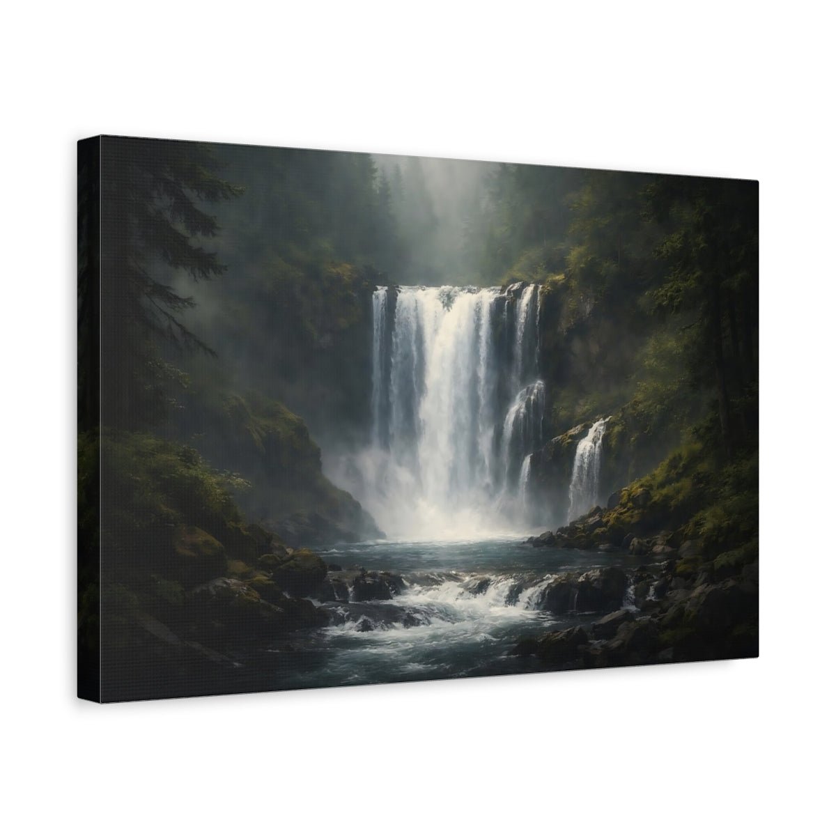 Nature Waterfall Forest - Canvas Wall Art Print - YesArtYes
