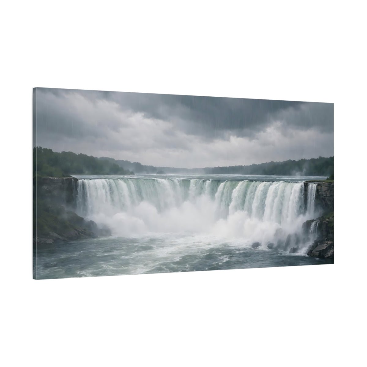 Nature Waterfall Gray Landscape - Canvas Wall Art Print - YesArtYes