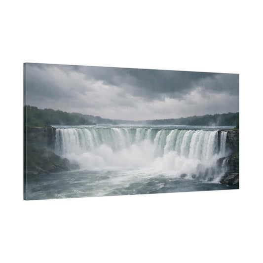 Nature Waterfall Gray Landscape - Canvas Wall Art Print - YesArtYes