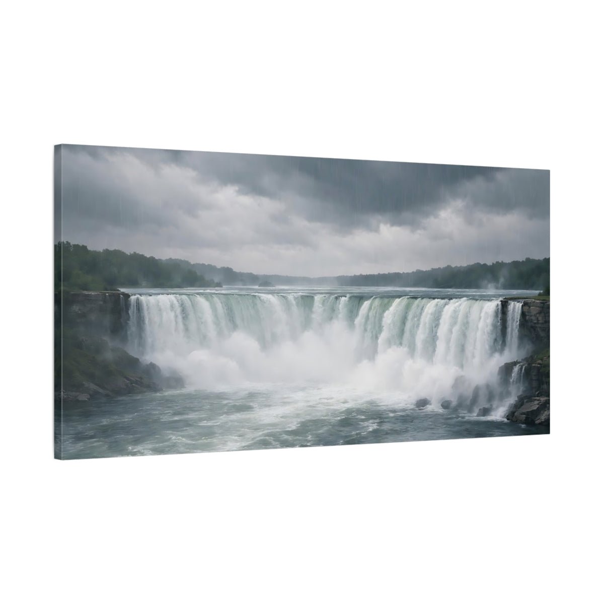 Nature Waterfall Gray Landscape - Canvas Wall Art Print - YesArtYes