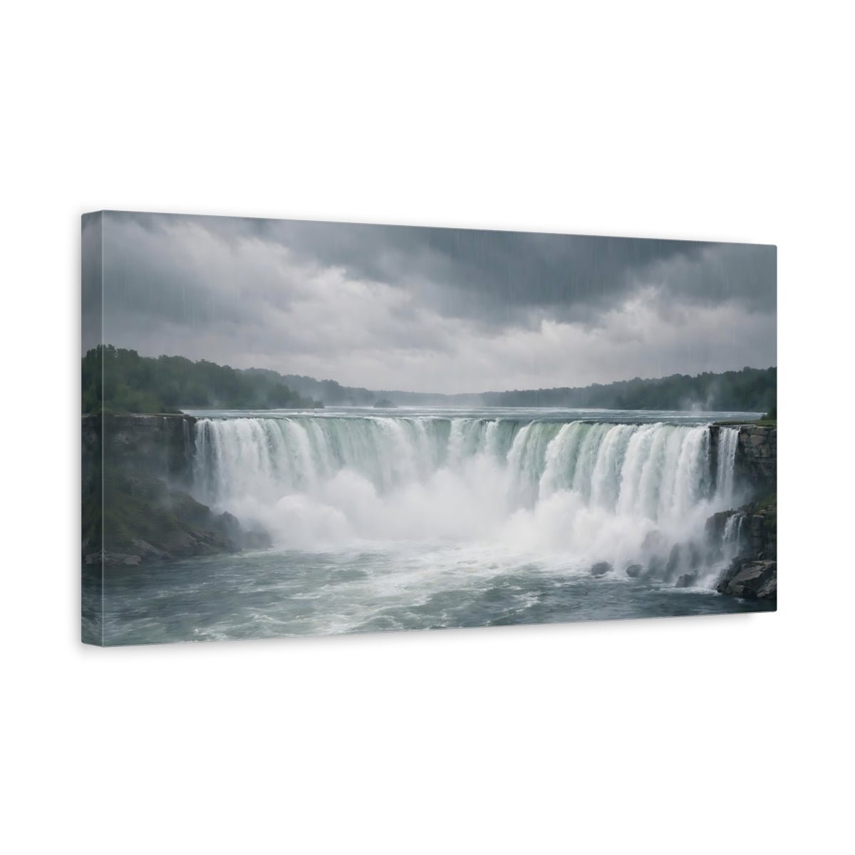 Nature Waterfall Gray Landscape - Canvas Wall Art Print - YesArtYes
