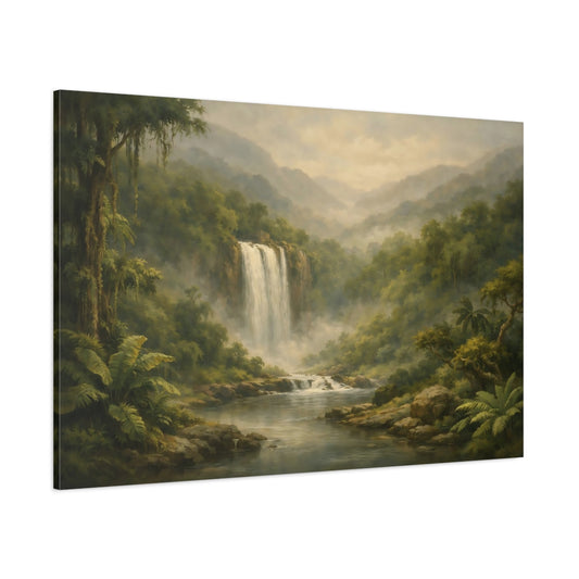 Main Mockup. Nature Waterfall Jungle Waterfall Landscape shown as stretched canvas wall art