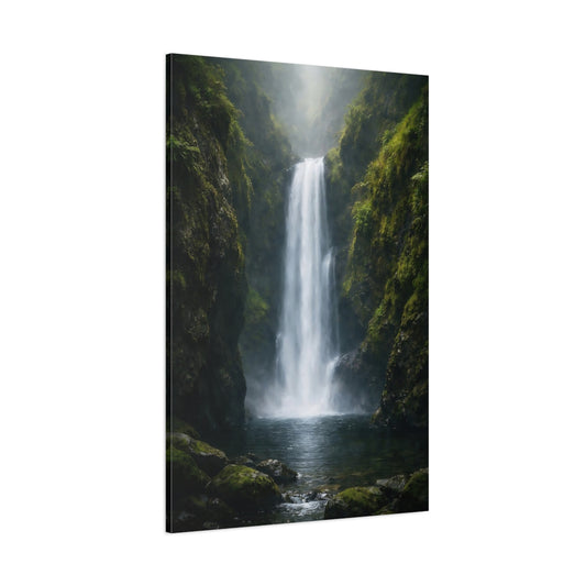 Main Mockup. Nature Waterfall Misty Waterfall shown as stretched canvas wall art