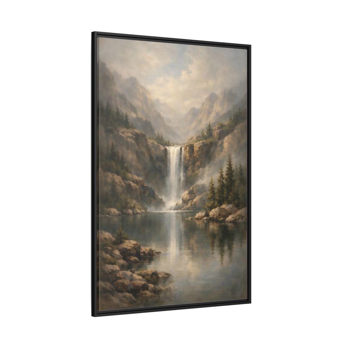 Main Mockup. Nature Waterfall Misty Waterfall shown as stretched canvas wall art