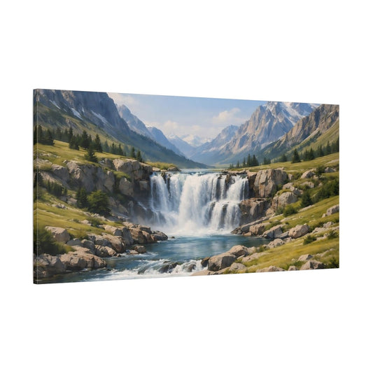 Nature Waterfall Mountain - Canvas Wall Art Print - YesArtYes