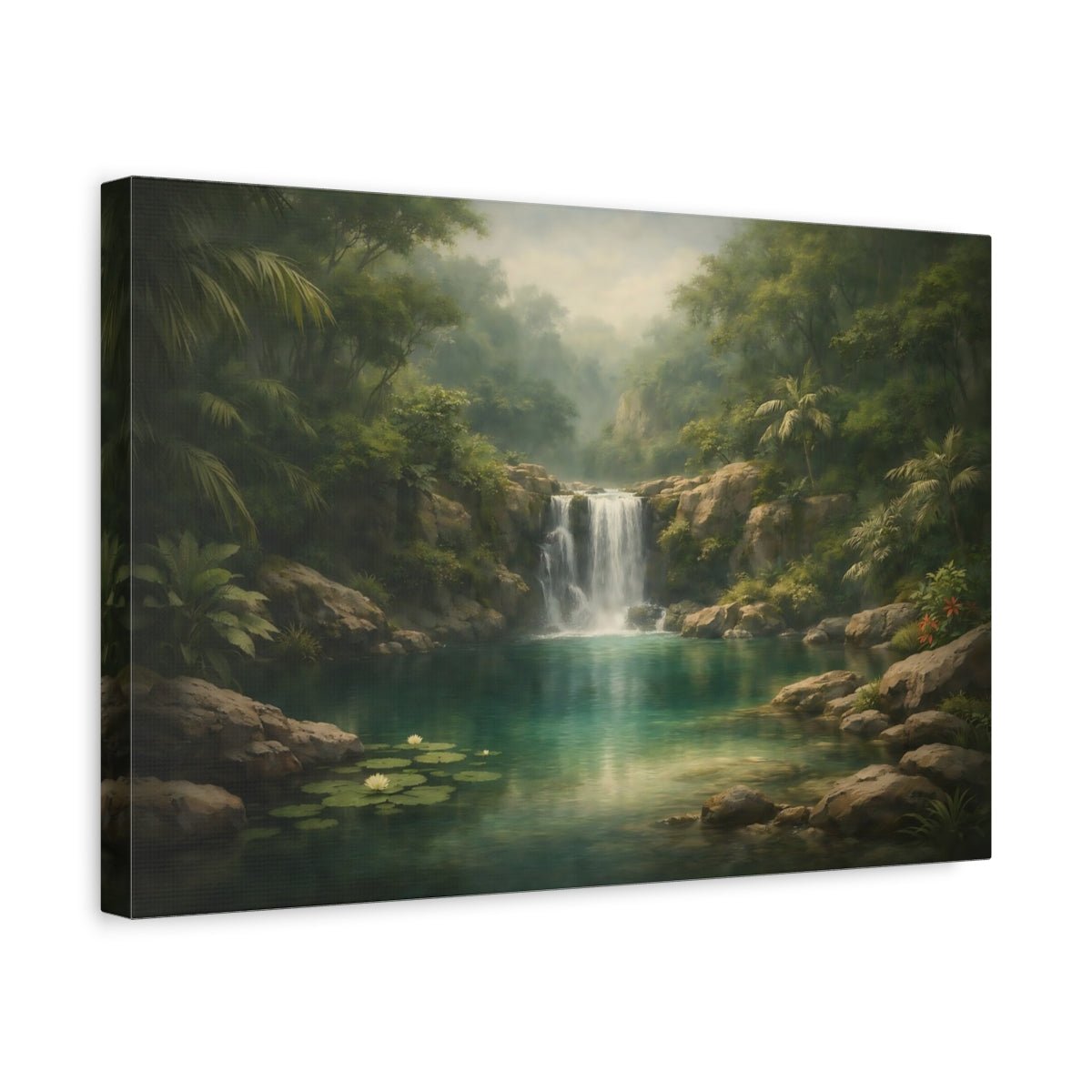 Nature Waterfall Tropical - Canvas Wall Art Print - YesArtYes