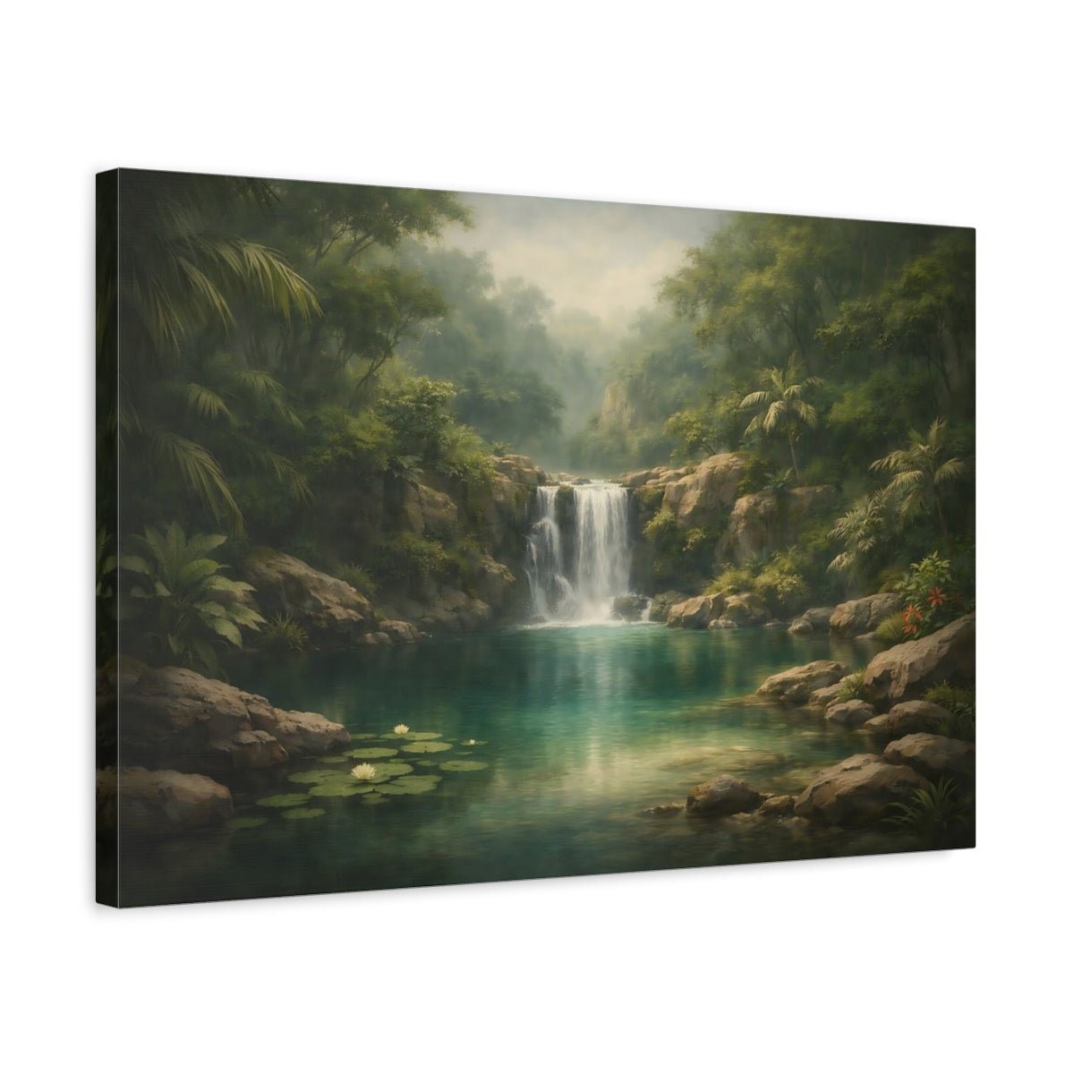Nature Waterfall Tropical - Canvas Wall Art Print - YesArtYes