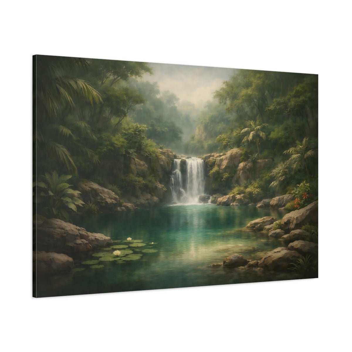Nature Waterfall Tropical - Canvas Wall Art Print - YesArtYes