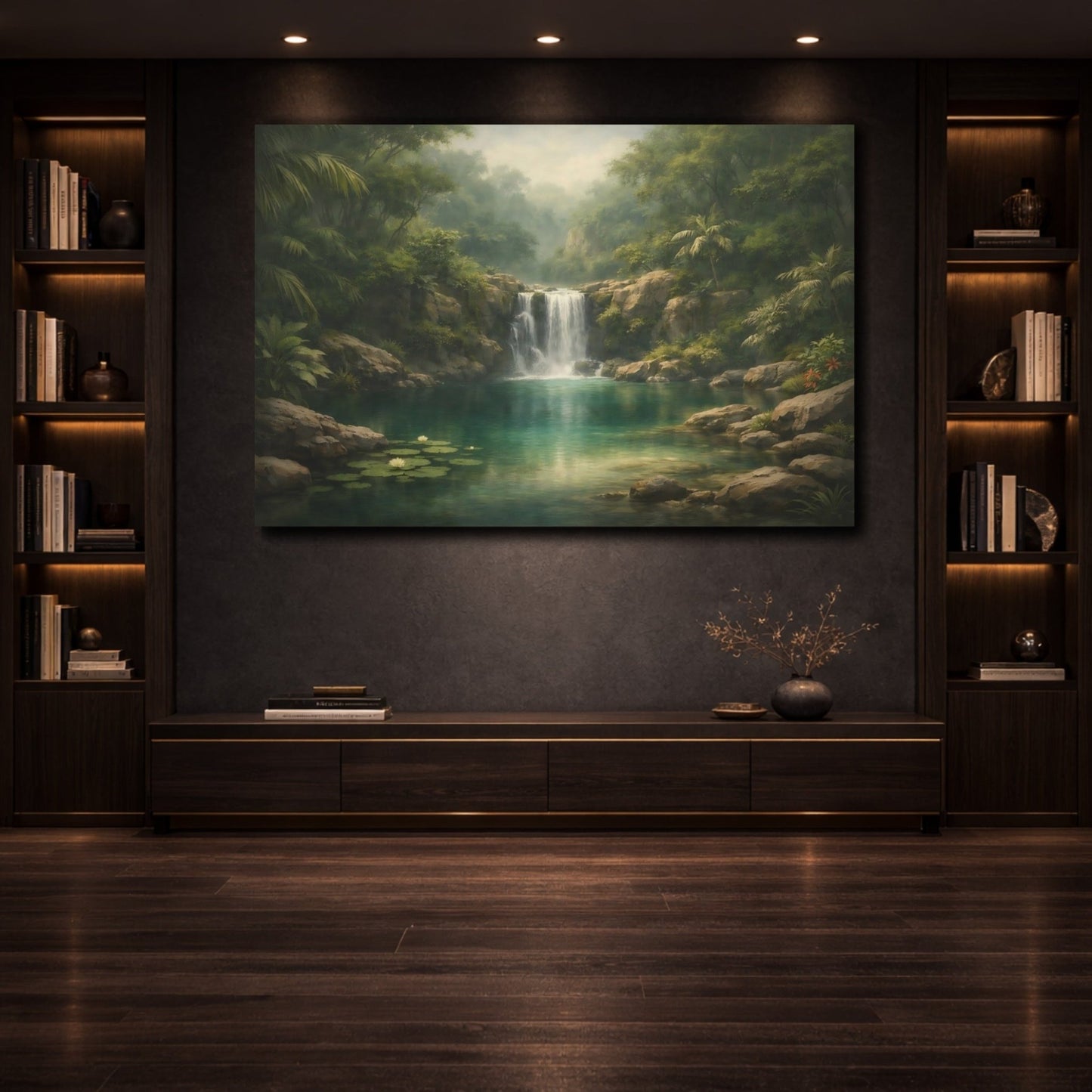 Nature Waterfall Tropical - Canvas Wall Art Print - YesArtYes