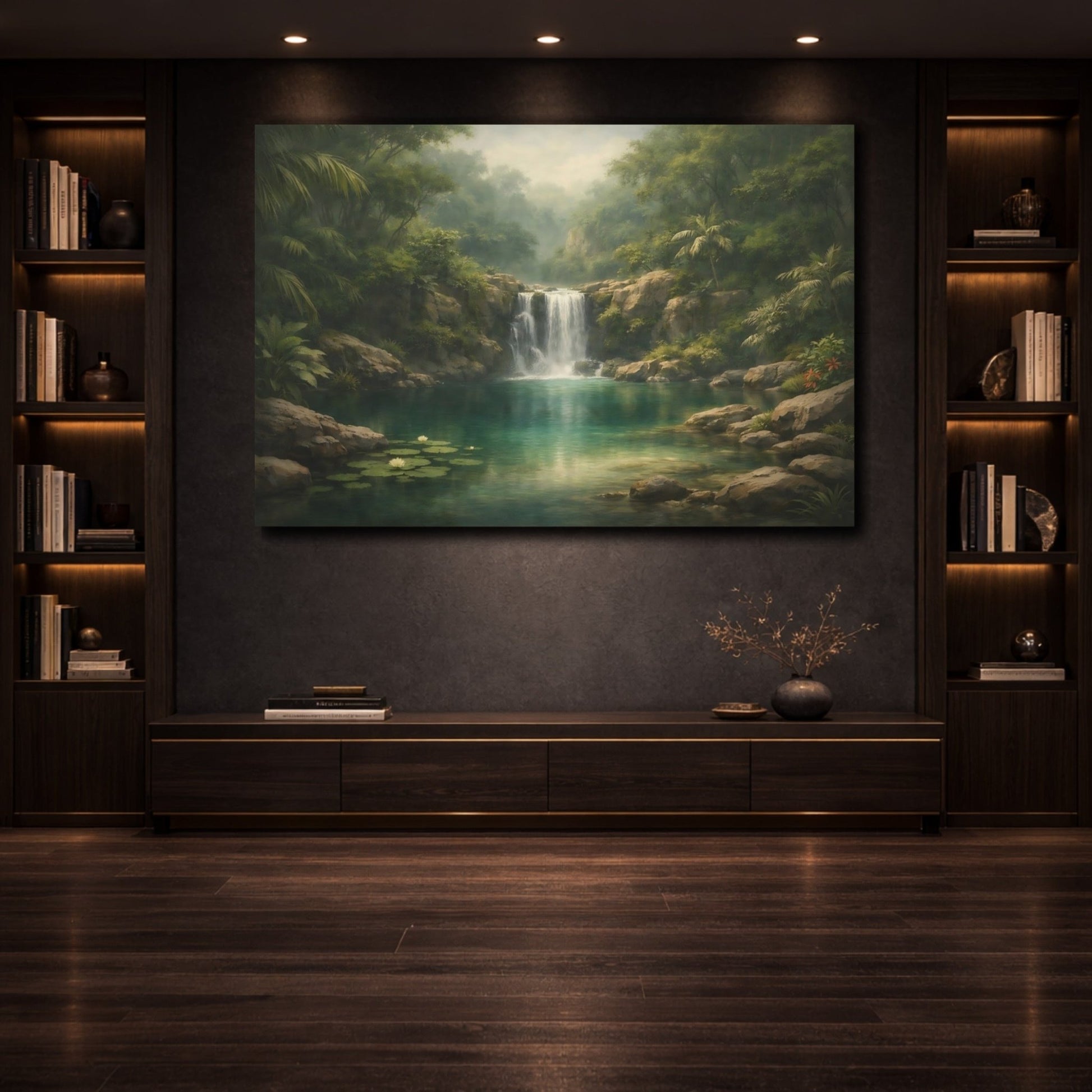 Nature Waterfall Tropical - Canvas Wall Art Print - YesArtYes