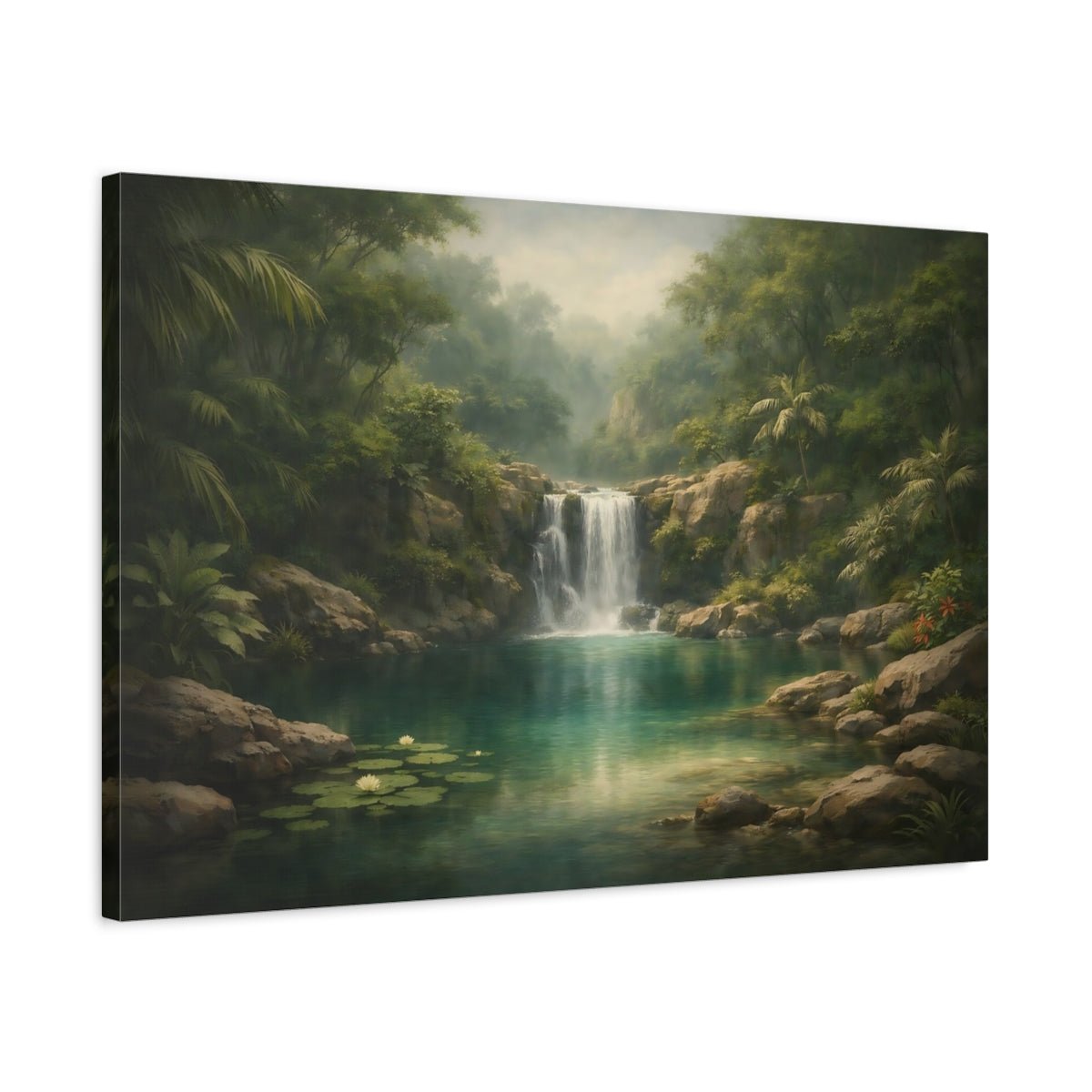 Nature Waterfall Tropical - Canvas Wall Art Print - YesArtYes