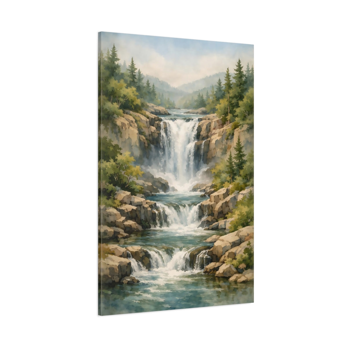 Main Mockup. Nature Waterfall Waterfall Landscape shown as stretched canvas wall art