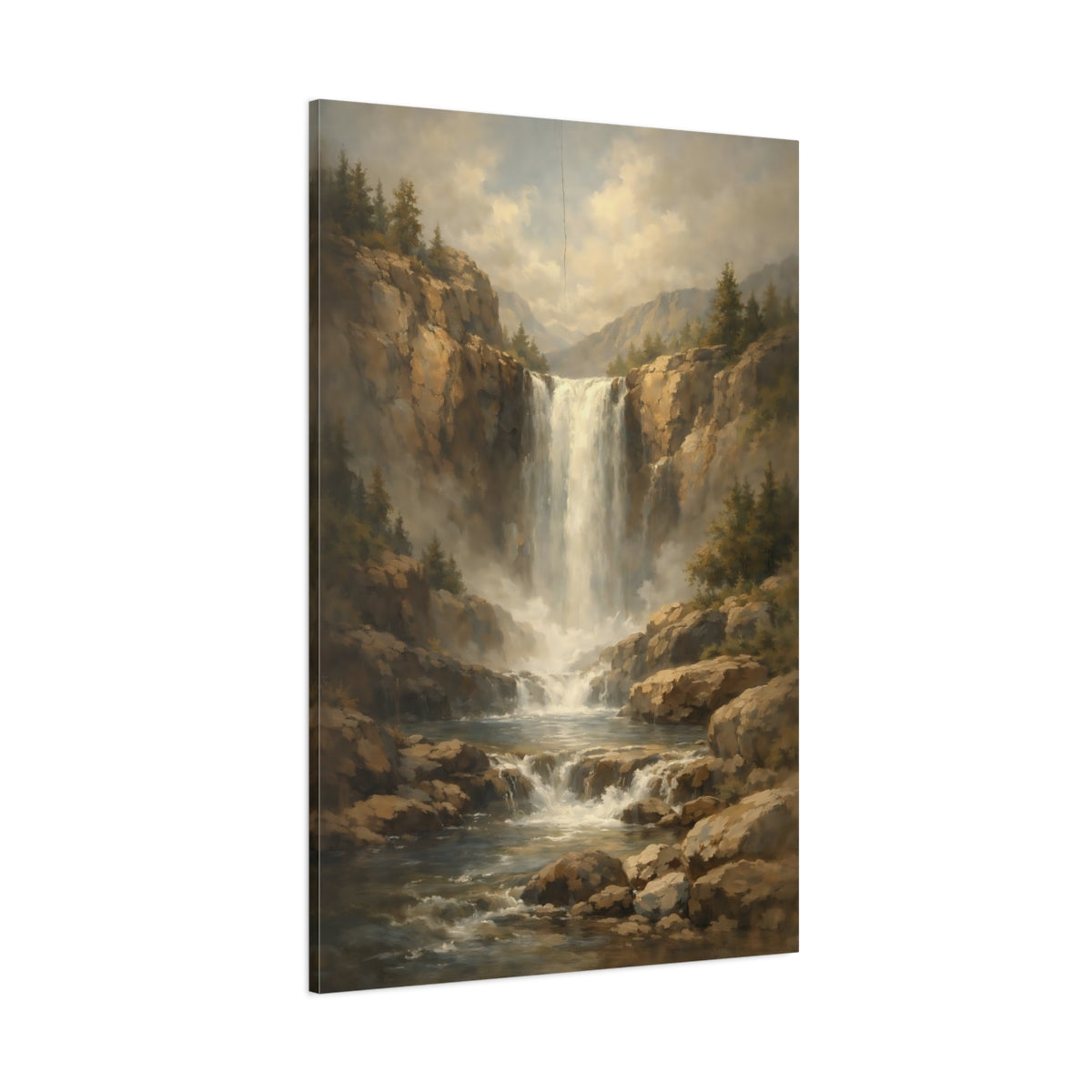 Main Mockup. Nature Waterfall Waterfall Landscape shown as stretched canvas wall art