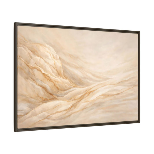 Main Mockup. Nature Wavy Dunes Cream And Gold shown as stretched canvas wall art