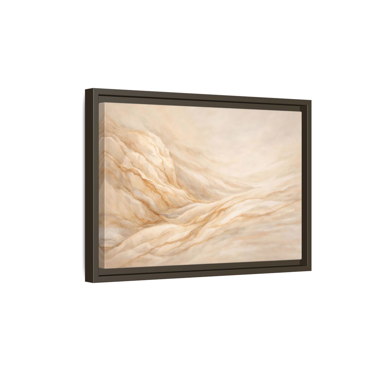 Side Mockup 5. Nature Wavy Dunes Cream And Gold shown as stretched canvas wall art