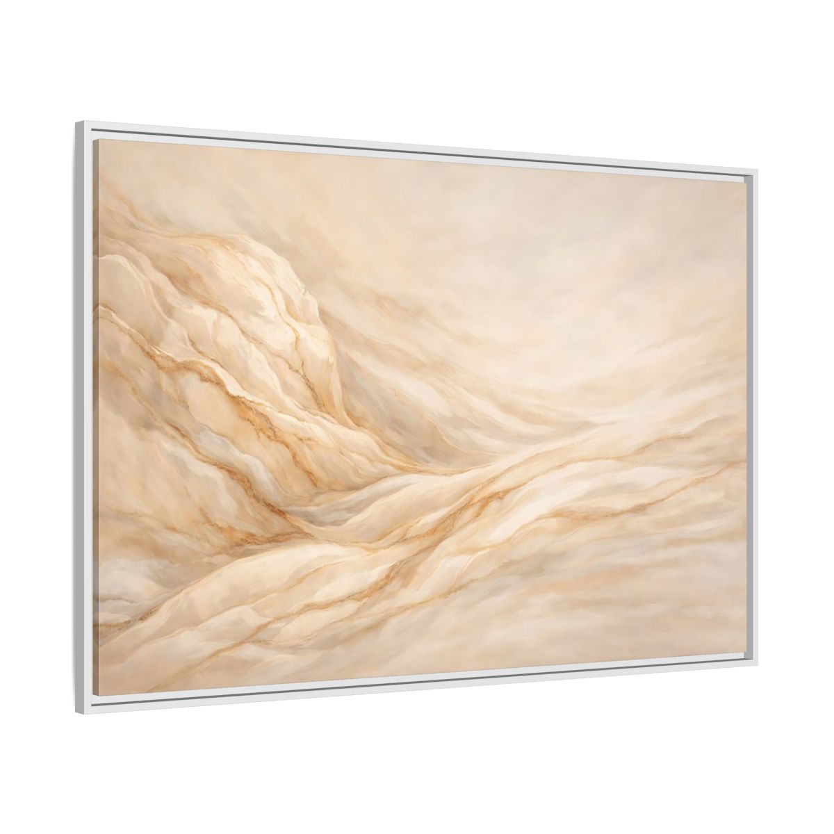 Side Mockup 7. Nature Wavy Dunes Cream And Gold shown as stretched canvas wall art