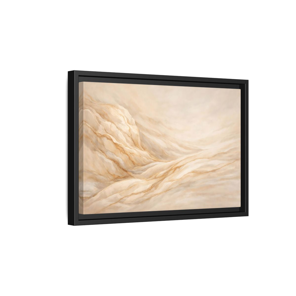 Side Mockup 6. Nature Wavy Dunes Cream And Gold shown as stretched canvas wall art