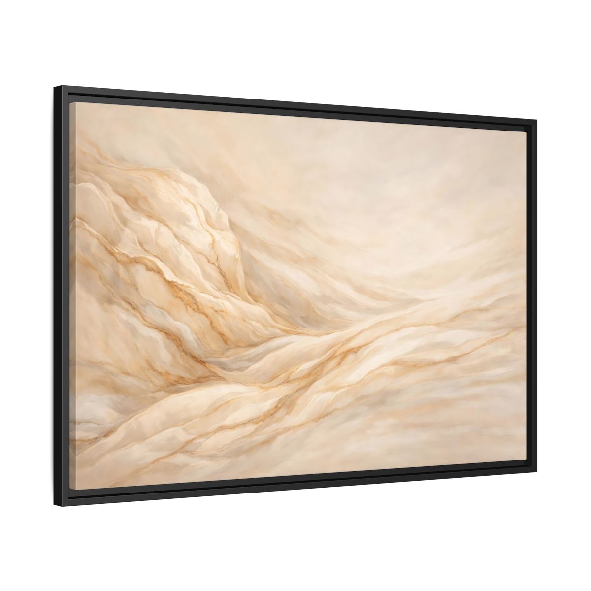 Side Mockup 13. Nature Wavy Dunes Cream And Gold shown as stretched canvas wall art