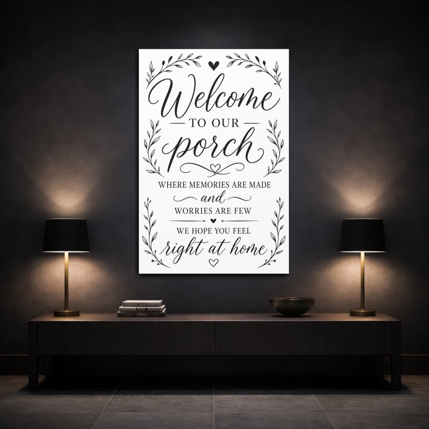 Nature Welcome Sign Black And White Canvas Wall Art Print – Porch Decor, Gallery - YesArtYes