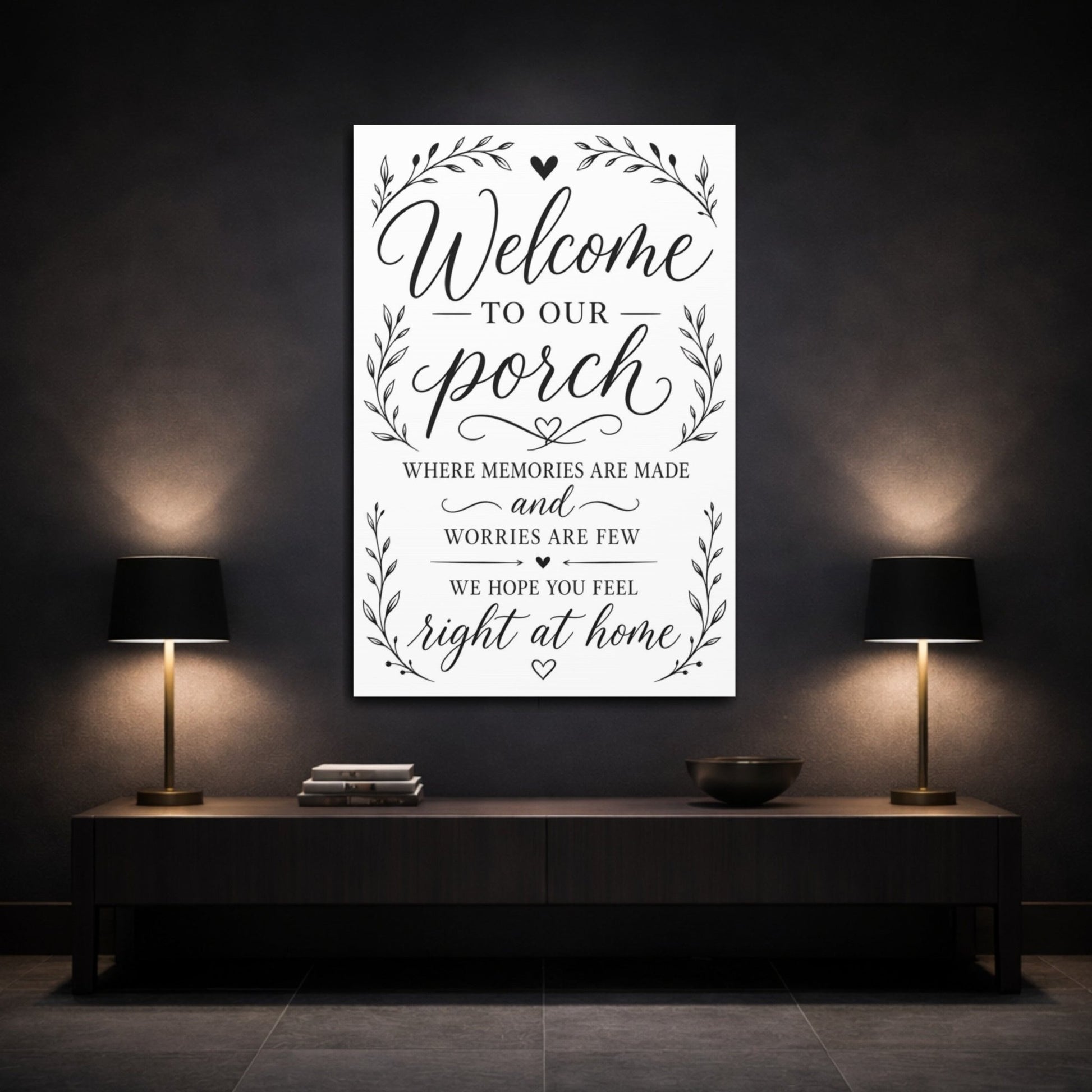 Nature Welcome Sign Black And White Canvas Wall Art Print – Porch Decor, Gallery - YesArtYes