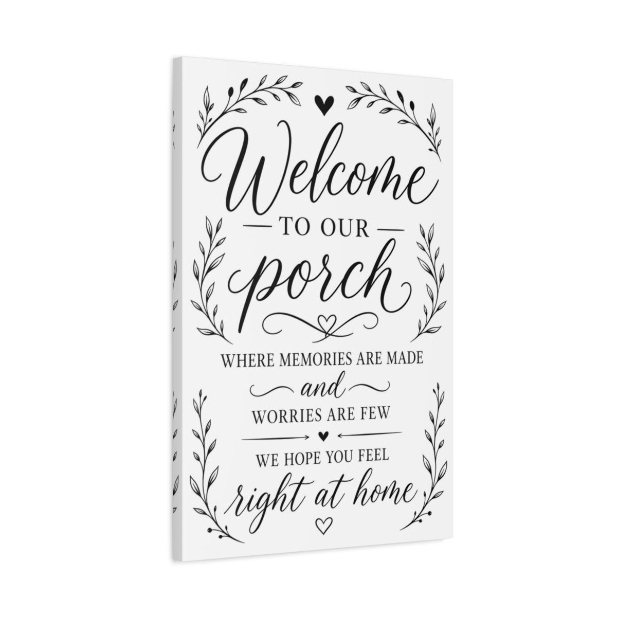 Nature Welcome Sign Black And White Canvas Wall Art Print – Porch Decor, Gallery - YesArtYes