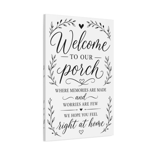 Nature Welcome Sign Black And White Canvas Wall Art Print – Porch Decor, Gallery - YesArtYes