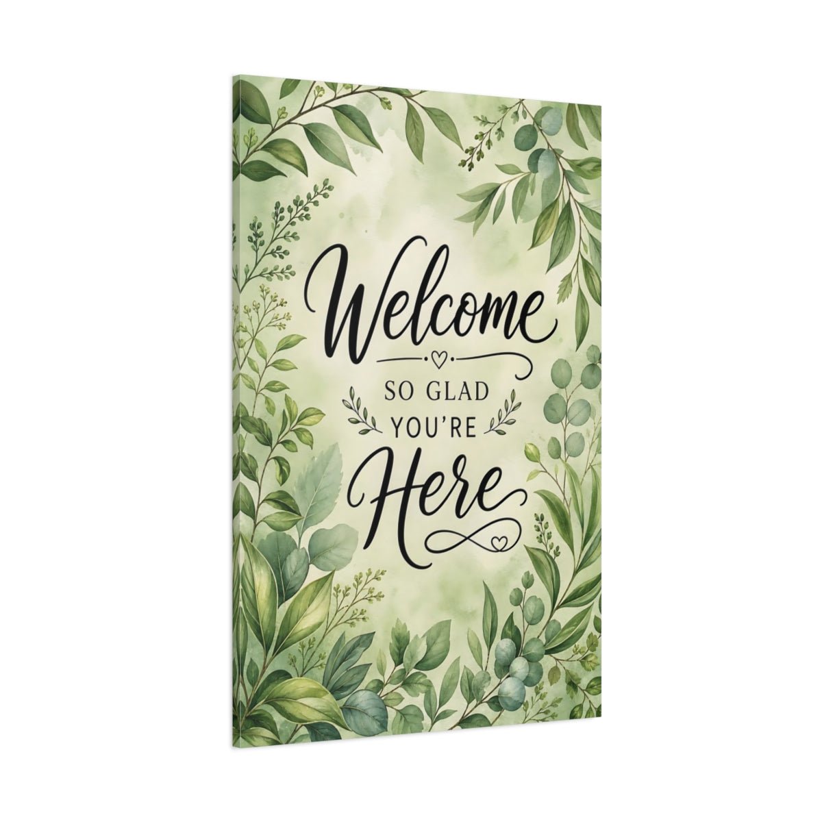 Nature Welcome Text Botanical Canvas Print – Watercolor Entryway, Feature Wall - YesArtYes
