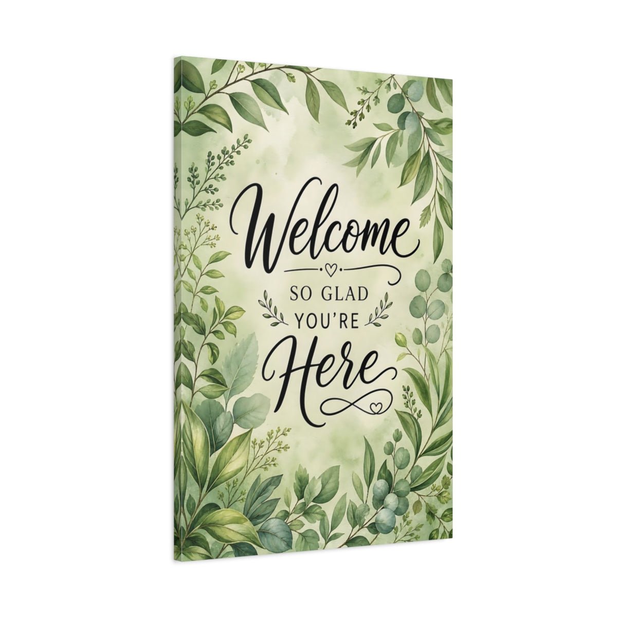 Nature Welcome Text Botanical Canvas Print – Watercolor Entryway, Feature Wall - YesArtYes